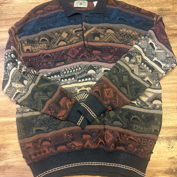 Idea Uomo - Styled In Italy - "Coogi" Style  Sweater - Large 1/4 Button - Picture 2 of 8